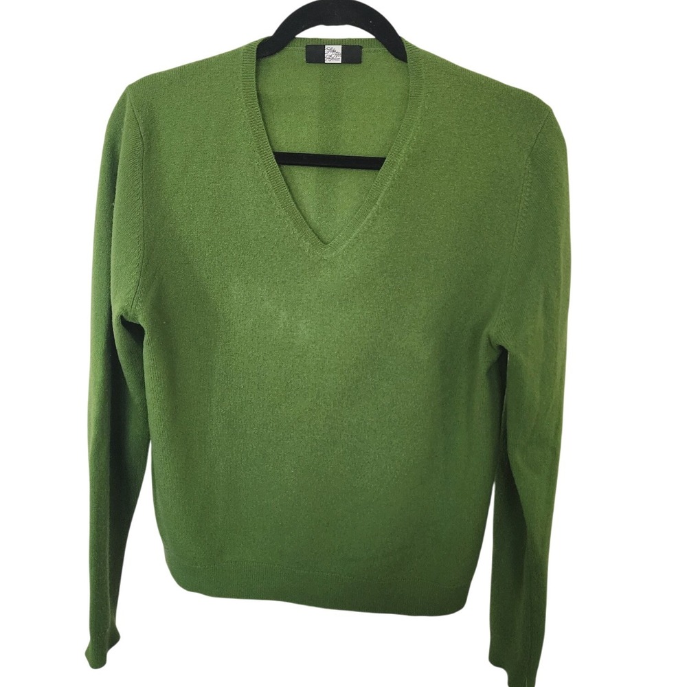 Saks Fifth Avenue Womens Green V-Neck Knit Pullover Sweater‎